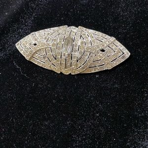 Vintage deco costume brooch with rhinestones, that are brilliant